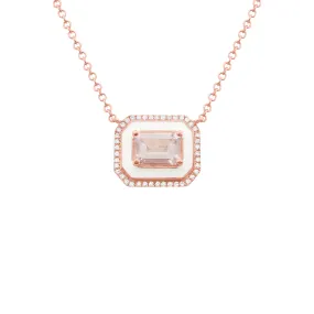 14K GOLD DIAMOND AND MORGANITE TANA NECKLACE