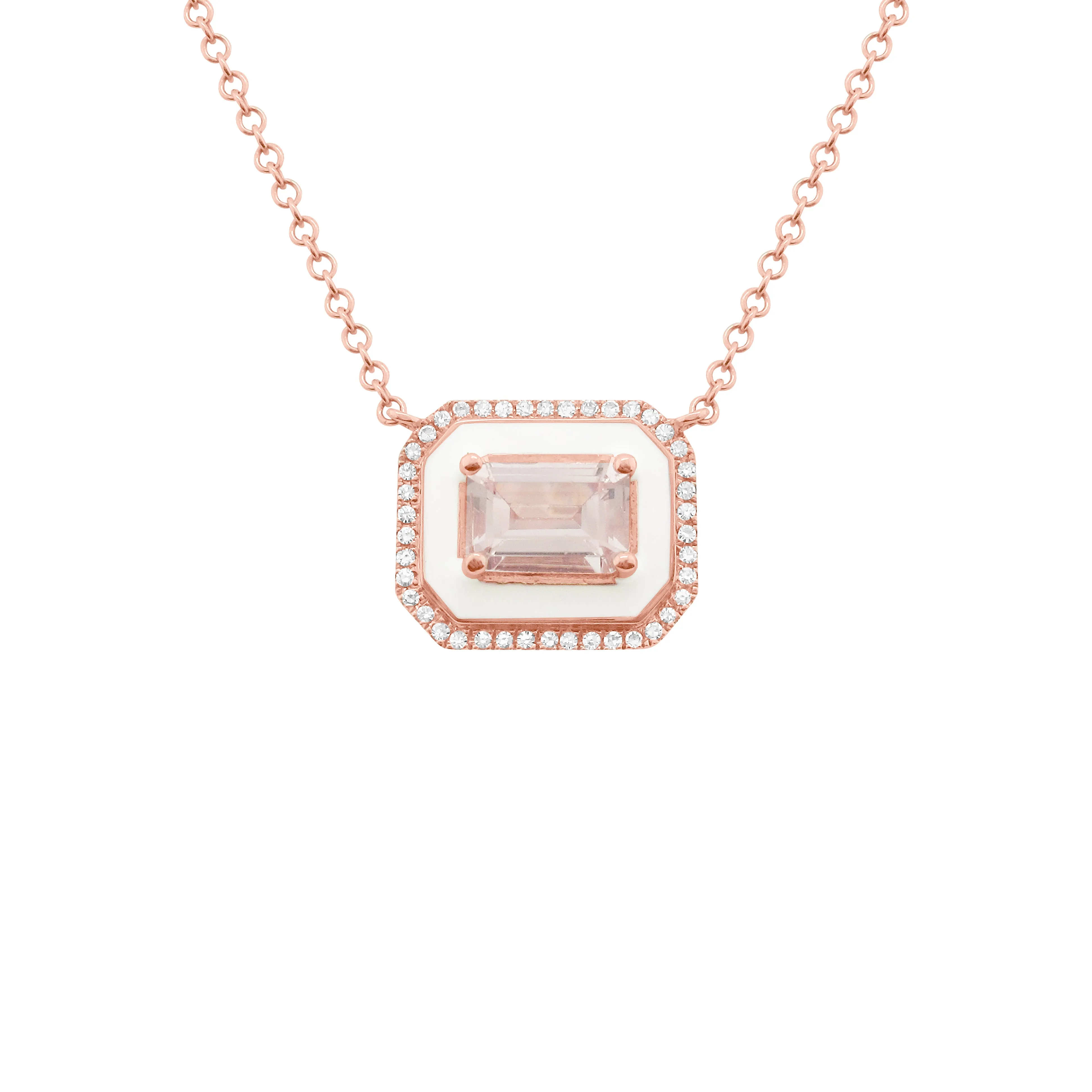 14K GOLD DIAMOND AND MORGANITE TANA NECKLACE