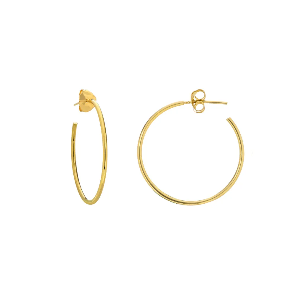 14k Gold Polished Post Hoop