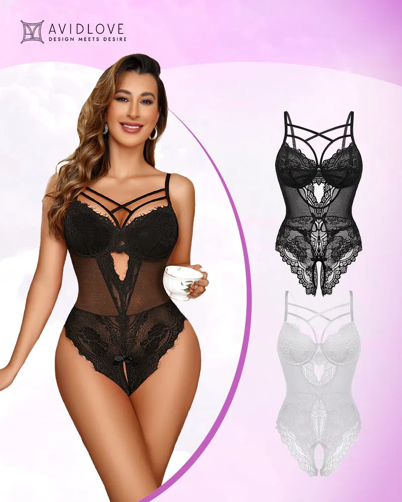 2 Pack Floral Lace Harness Bodysuit