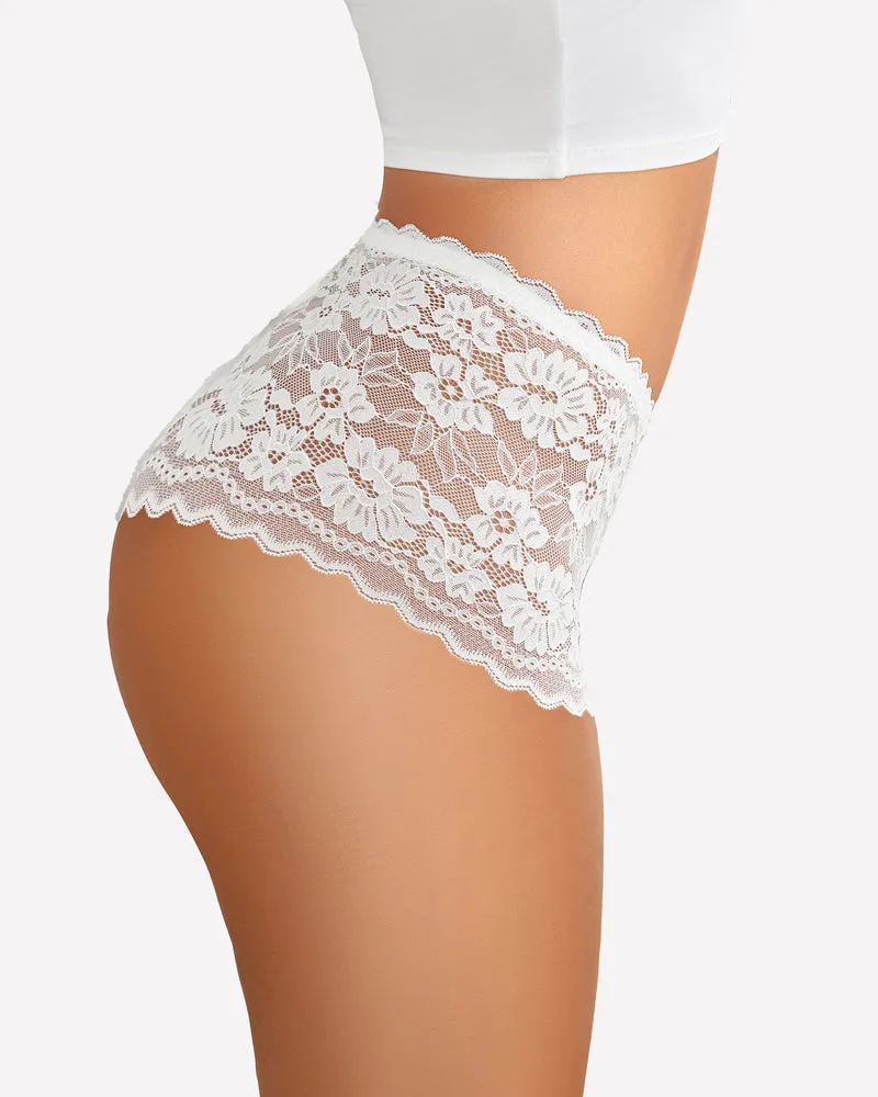 4 Pcs Floral Lace Panties High Waist Panty