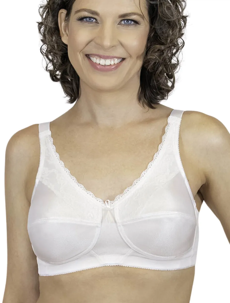 ABC American Breast Care Lace Soft Mastectomy Bra, White | White Mastectomy Bra ABC | Mastectomy America Breast Care Lace Soft Cup Bra