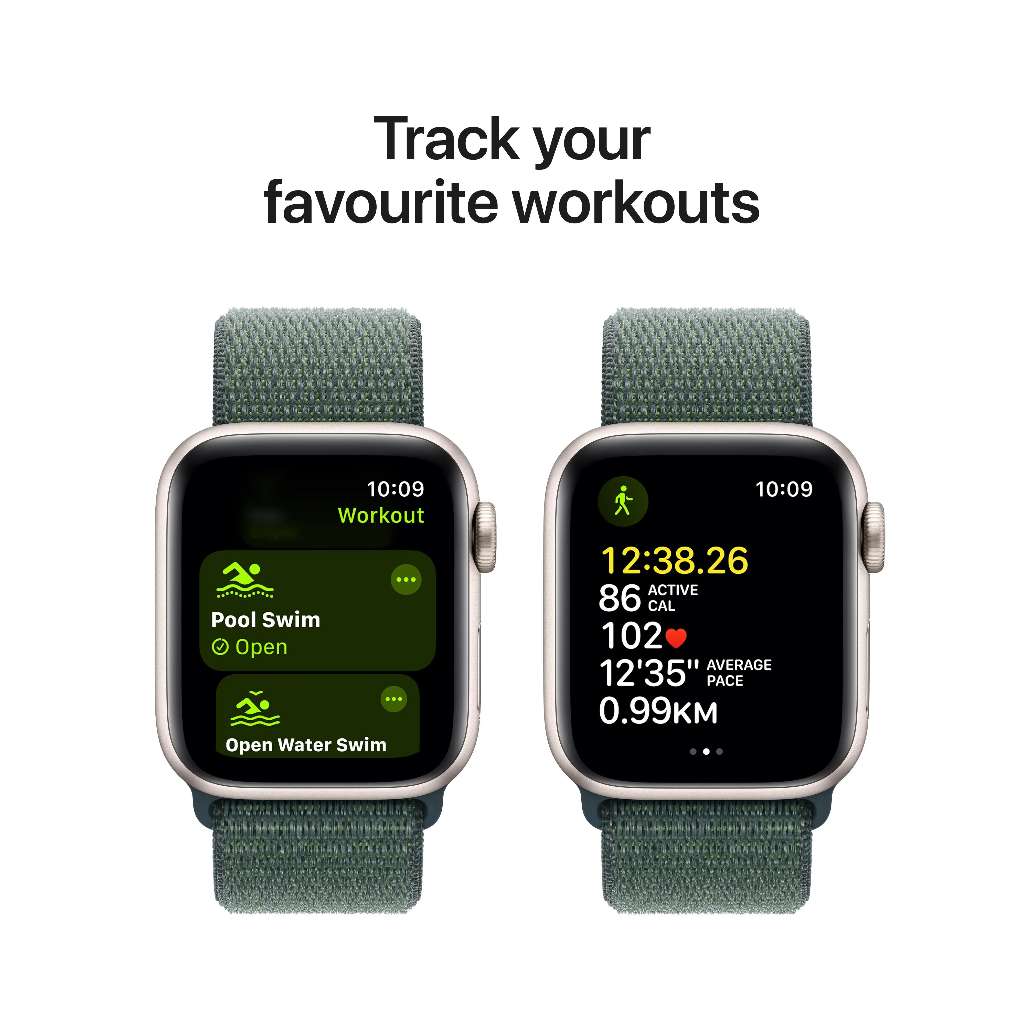 Apple Watch SE GPS 40mm Starlight Aluminium Case with Lake Green Sport Loop