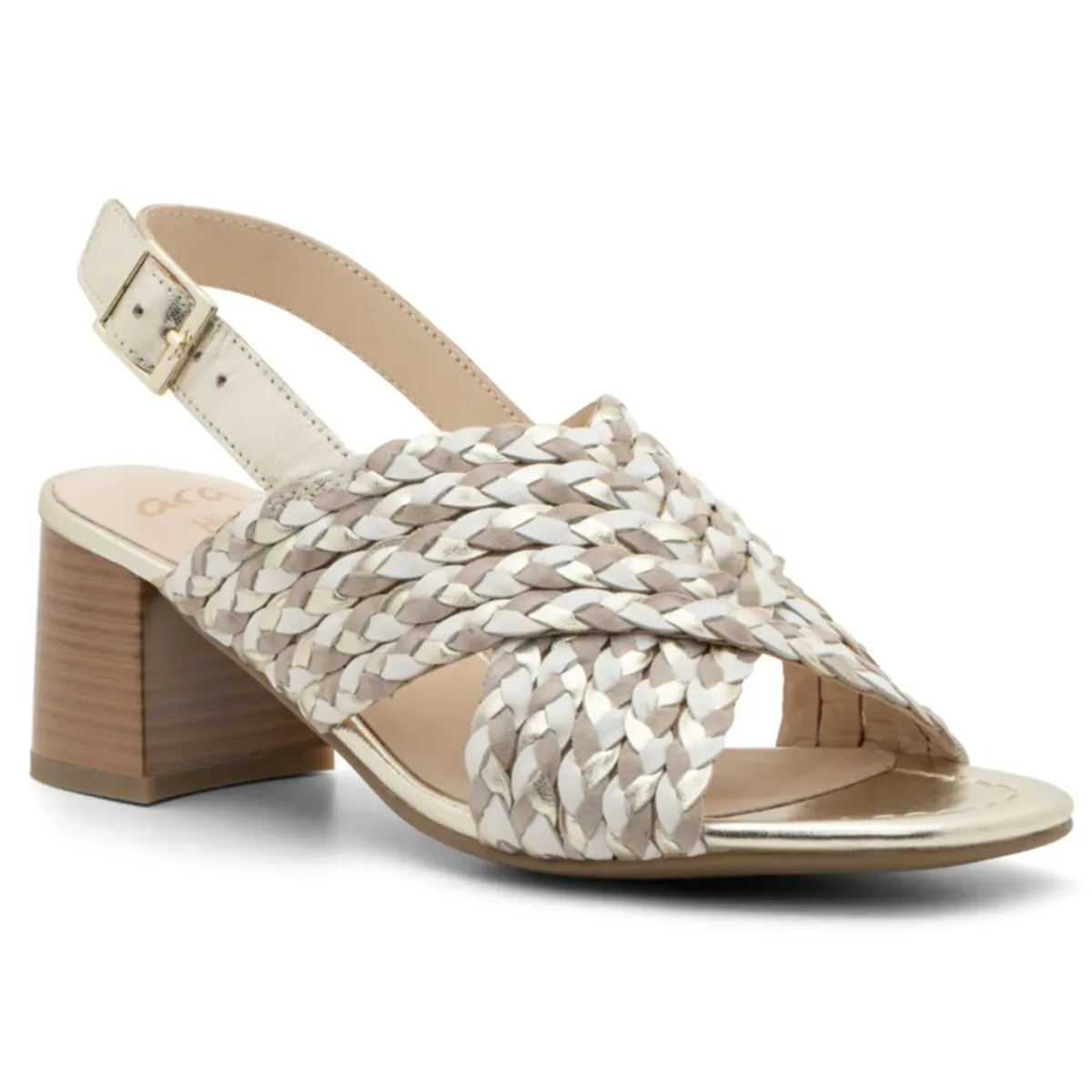 Ara Women's Benson Sand Metallic Woven Leather