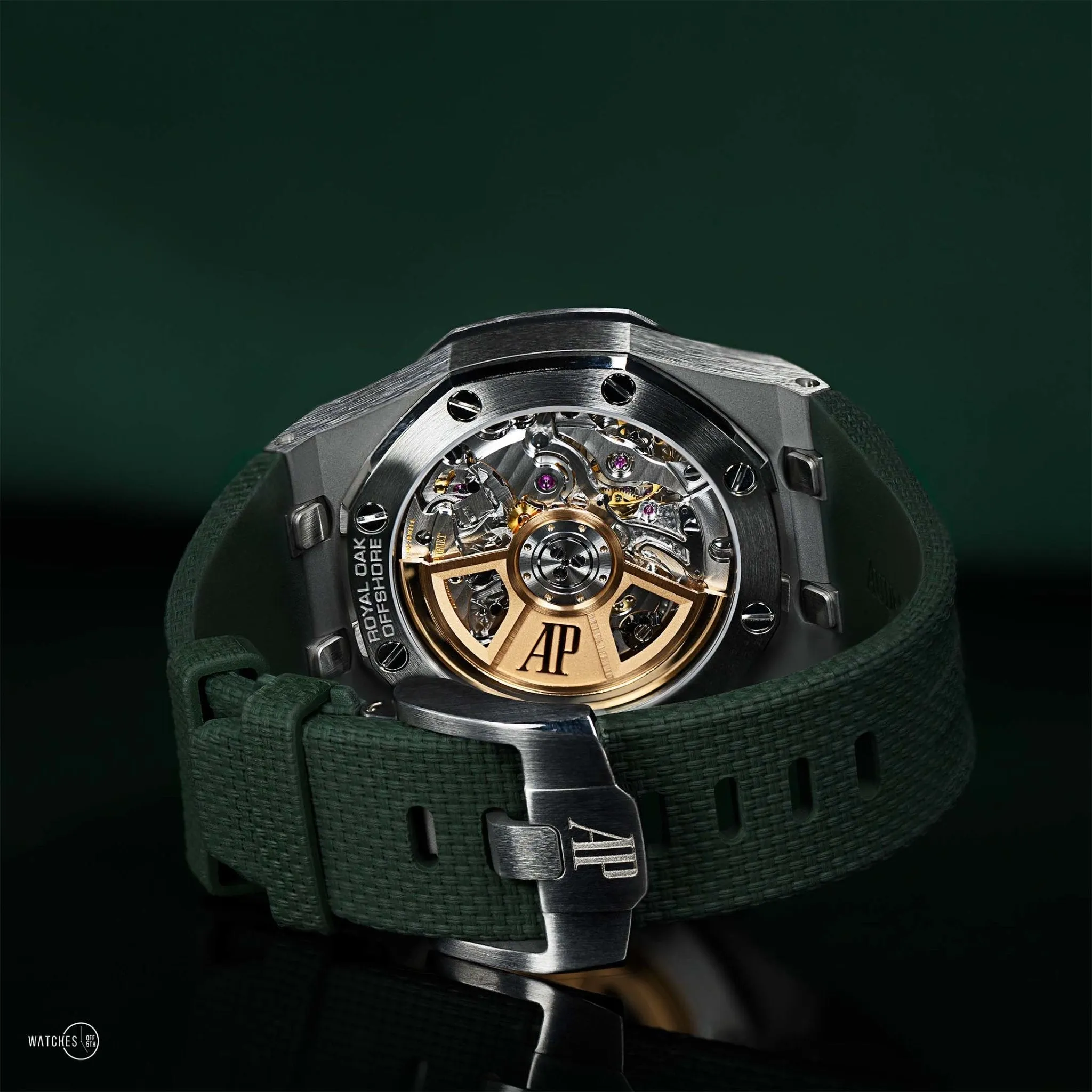 Audemars Piguet Royal Oak Offshore Selfwinding Chronograph / Stainless Steel/ Green Strap/ Green Dial / White Sub-Dials/ Green Ceramic Bezel (Ref#26405CE.OO.A056CA.01)