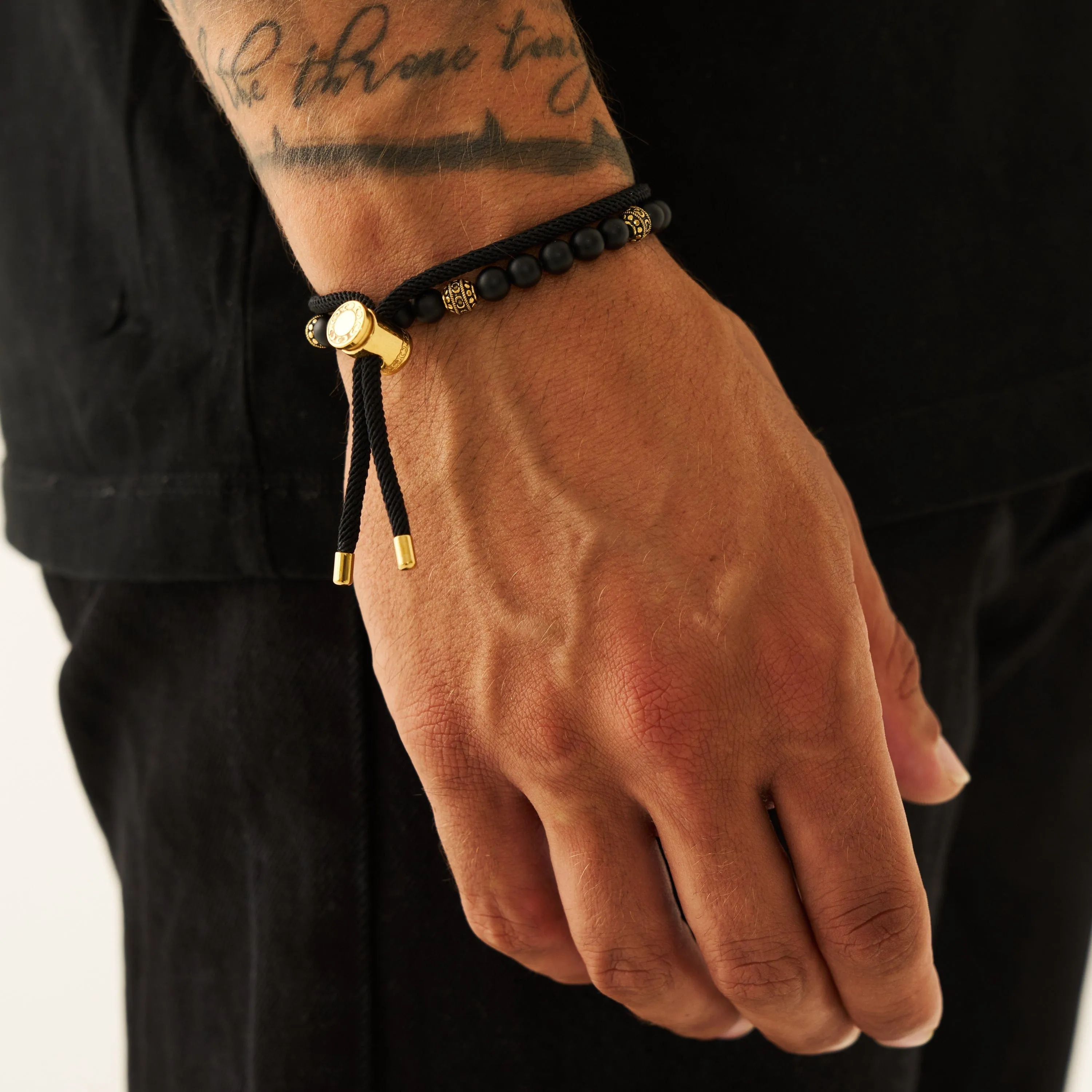 Black Cord Toggle Bracelet (Gold)