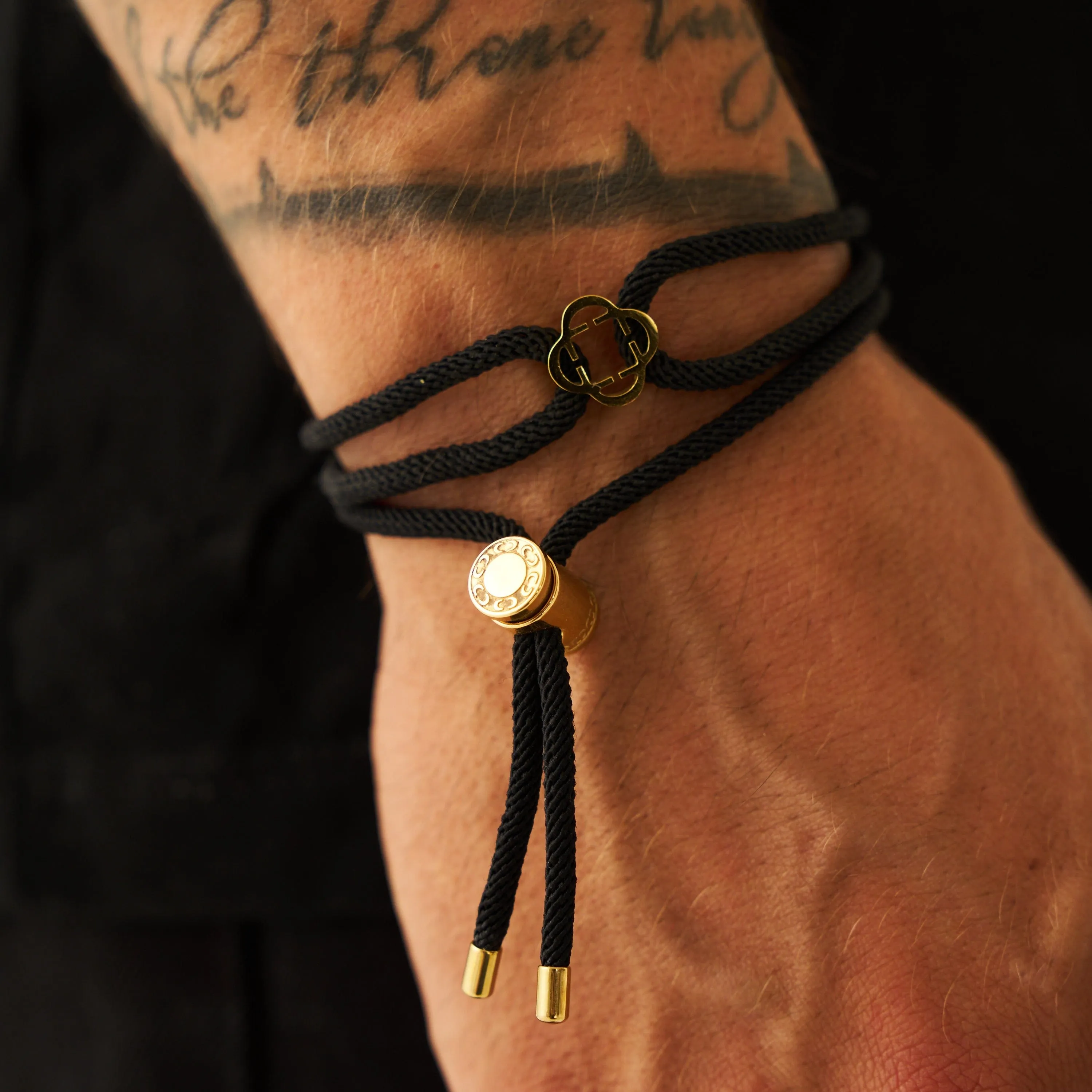 Black Cord Toggle Bracelet (Gold)