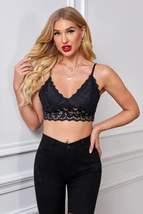 Black Deep Neck Lace Bralette Top