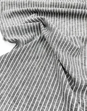 Black Striped Linen Cotton Fabric