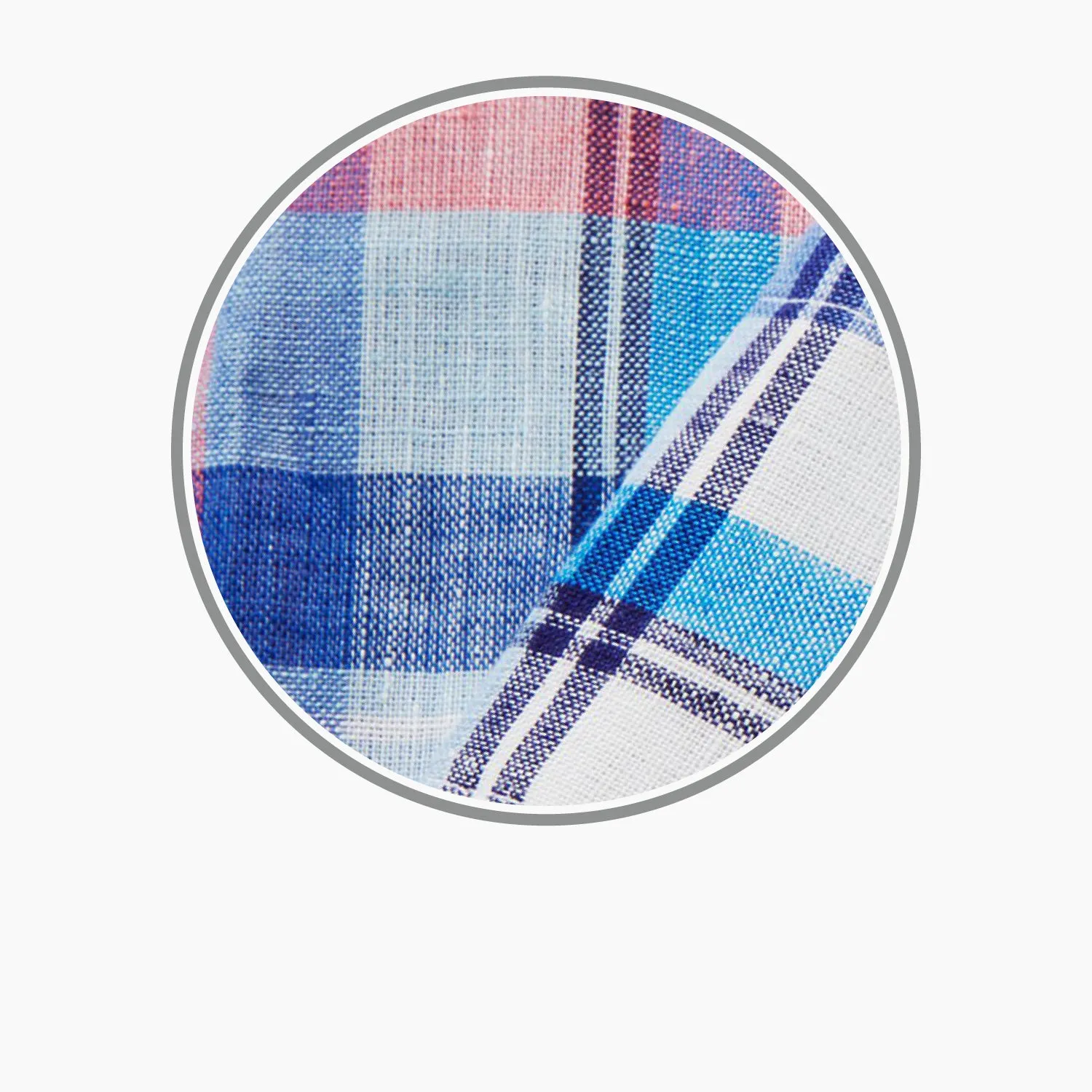 Blue Madras Check Linen Fabric