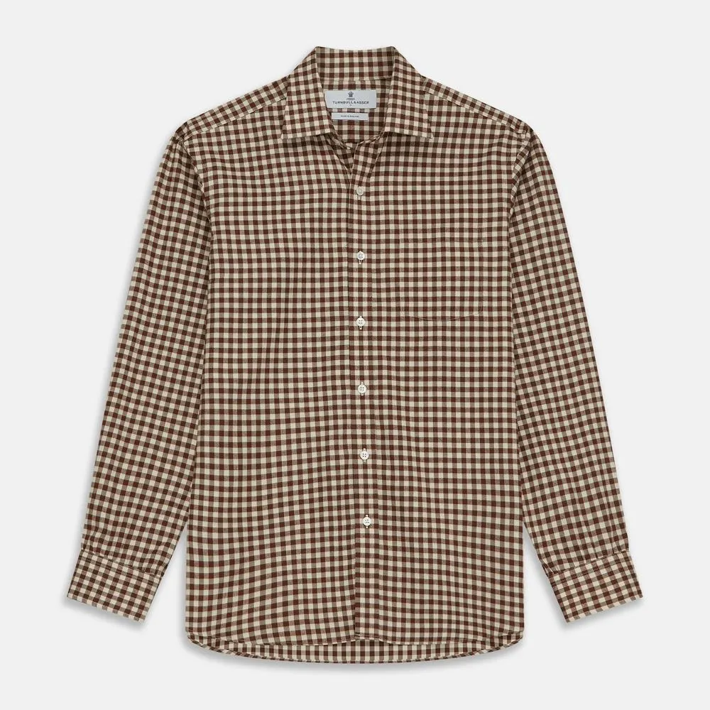 Brown Check Cotton Fabric