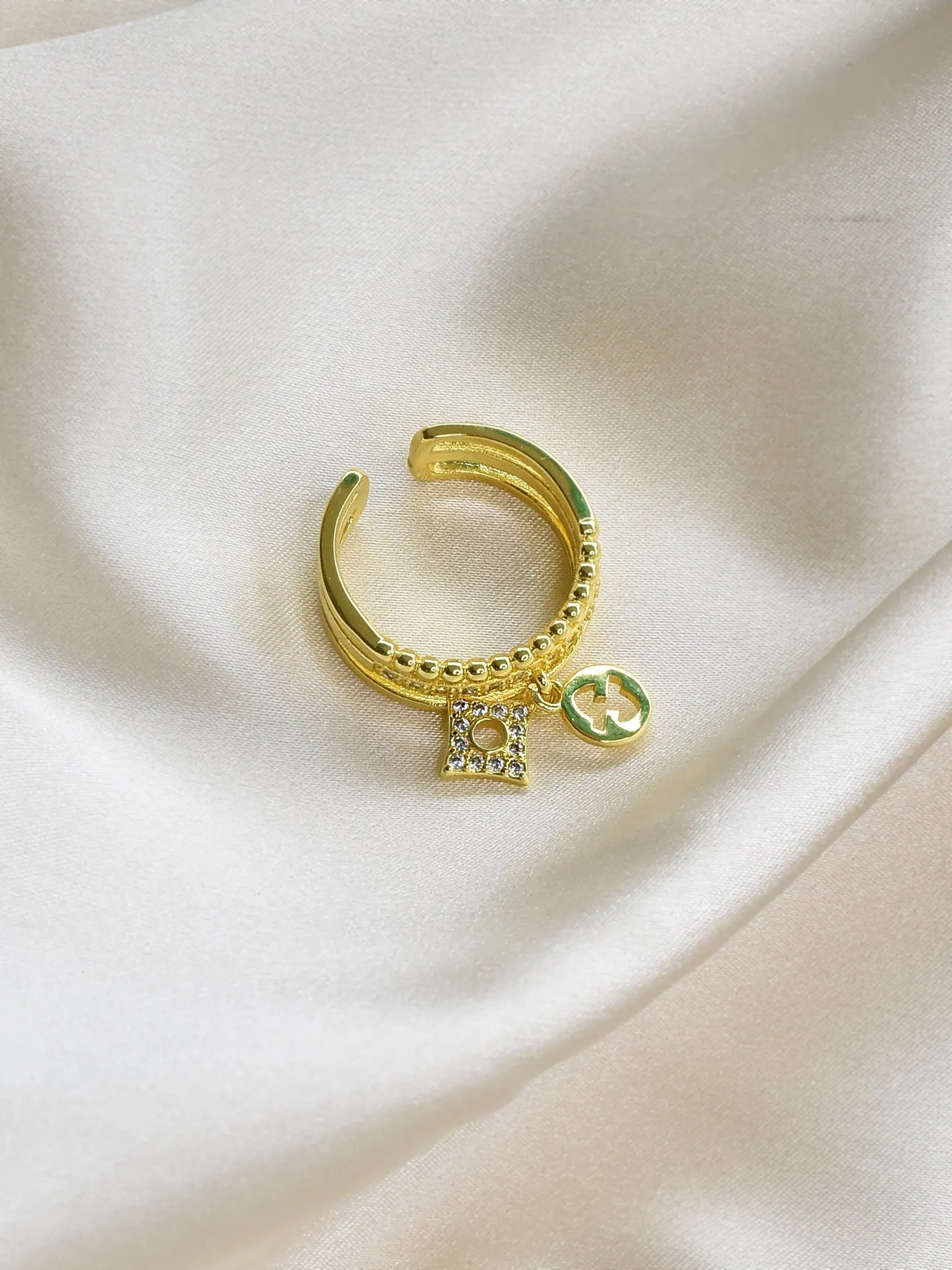 Clover Charms 22K Gold Plated Ring