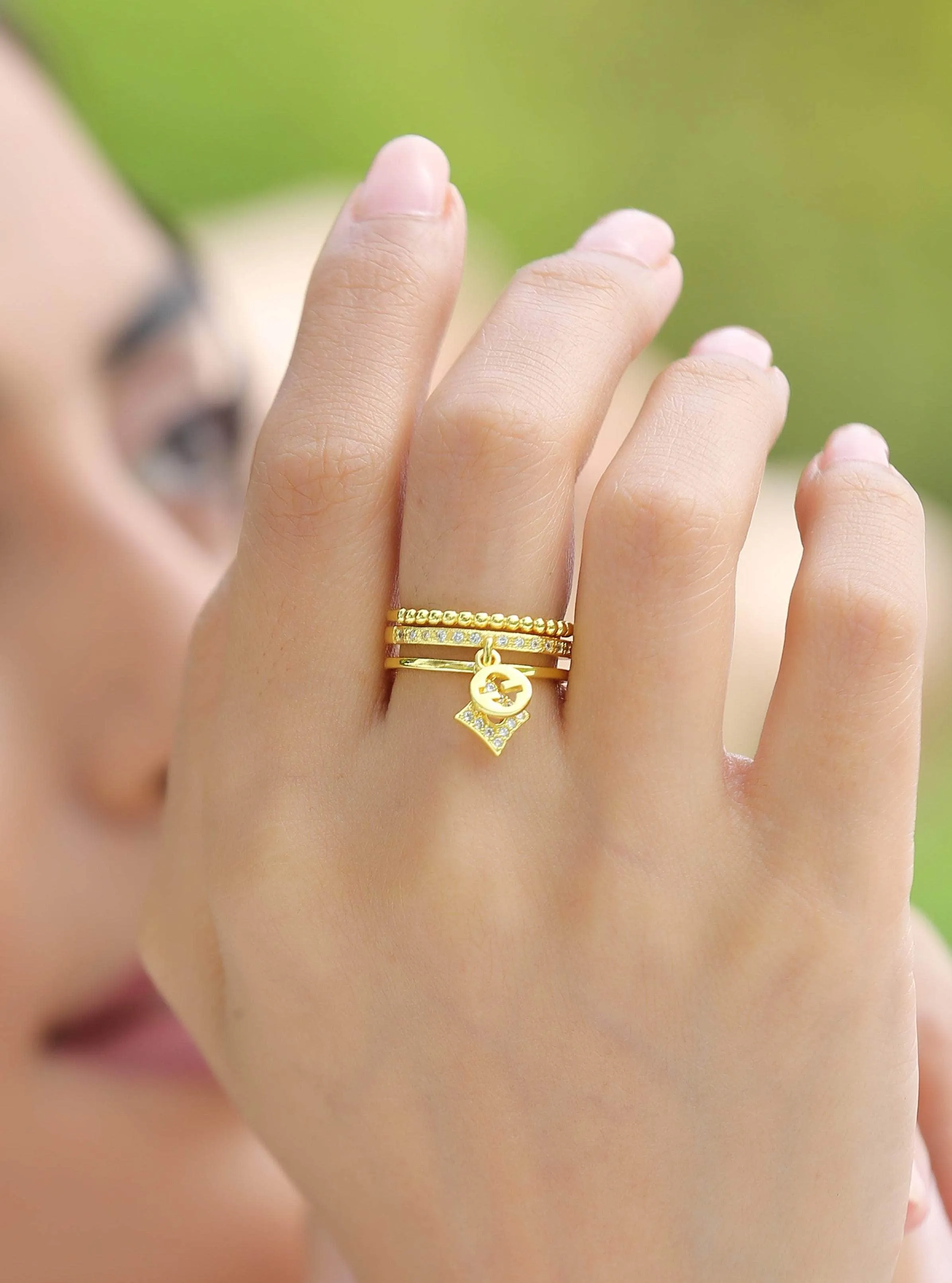 Clover Charms 22K Gold Plated Ring