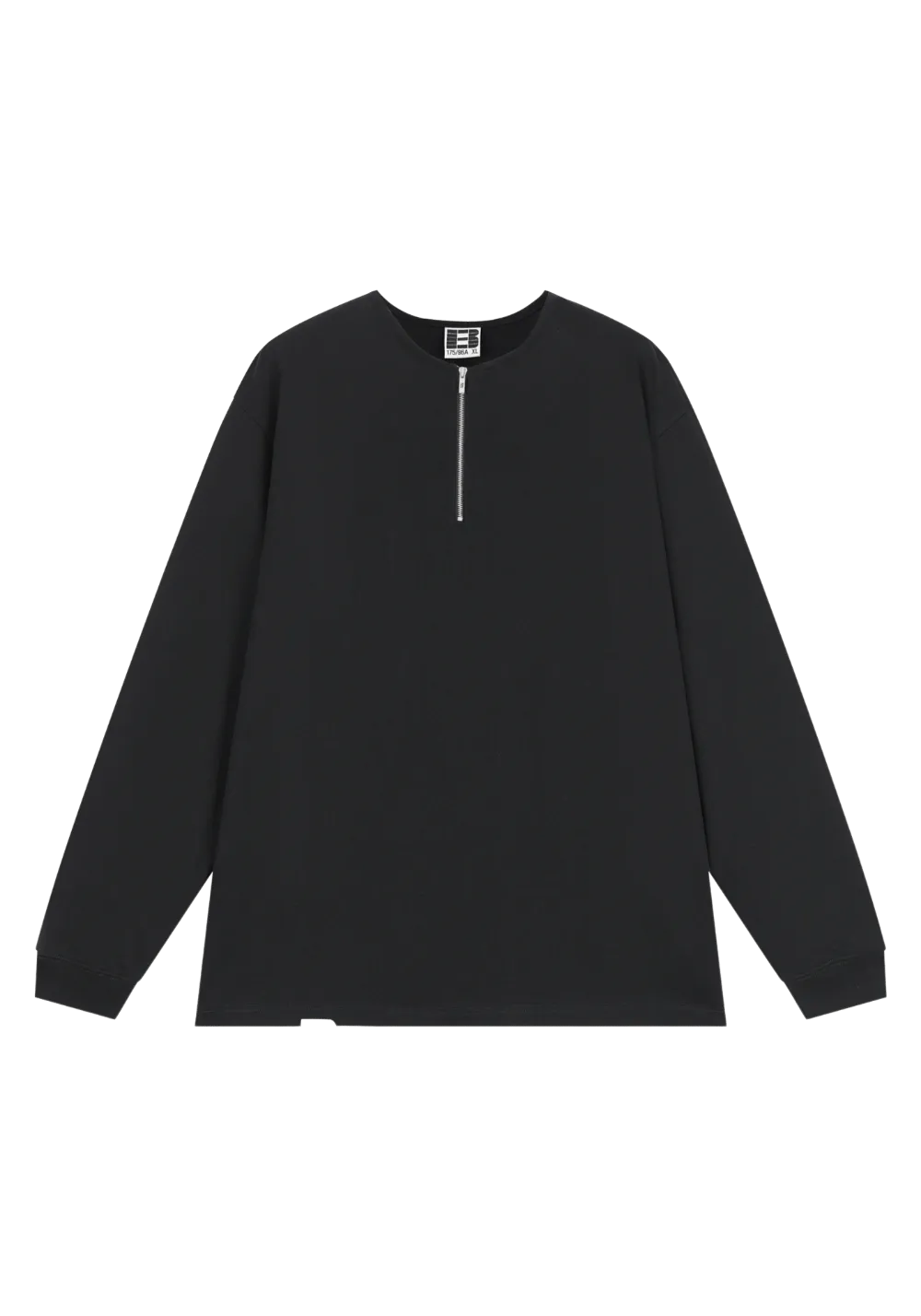 Collarless Zip Up Sweatshirt