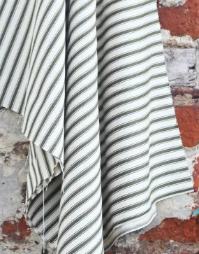 Cotton Ticking Stripe Fabric, Olive