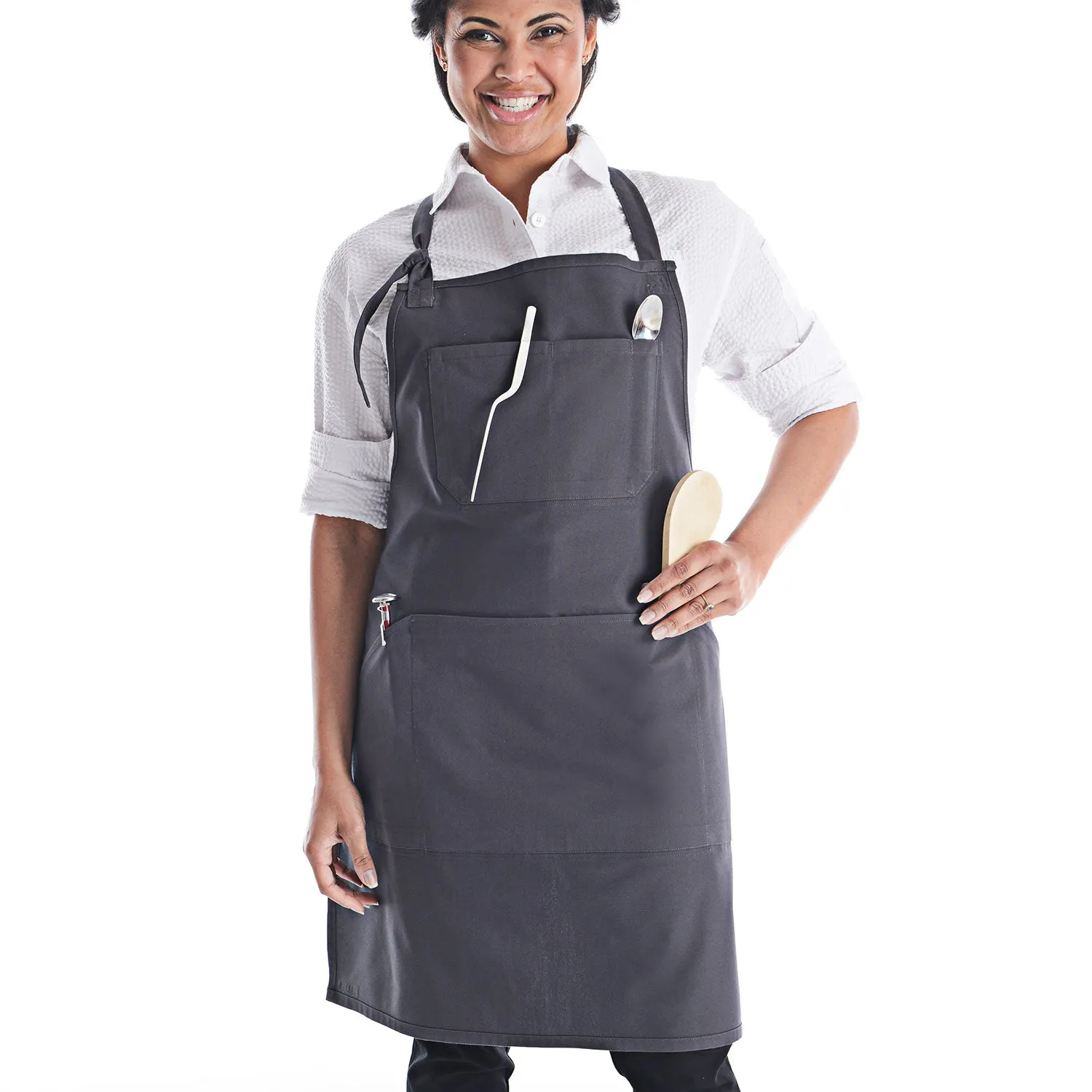 CW1696 Reversible Essential Multi-Pocket Bib Apron