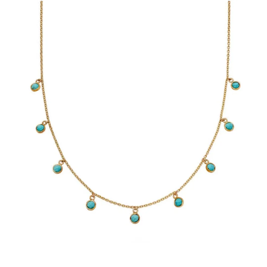 Daisy London Turquoise Charm Necklace, Gold