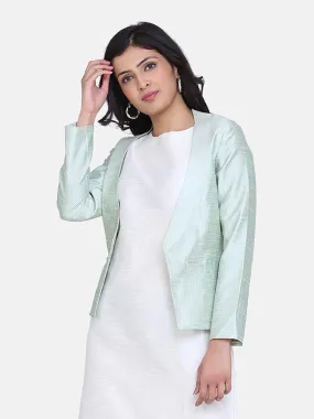 Dupioni Front Open Jacket - Pistachio Green