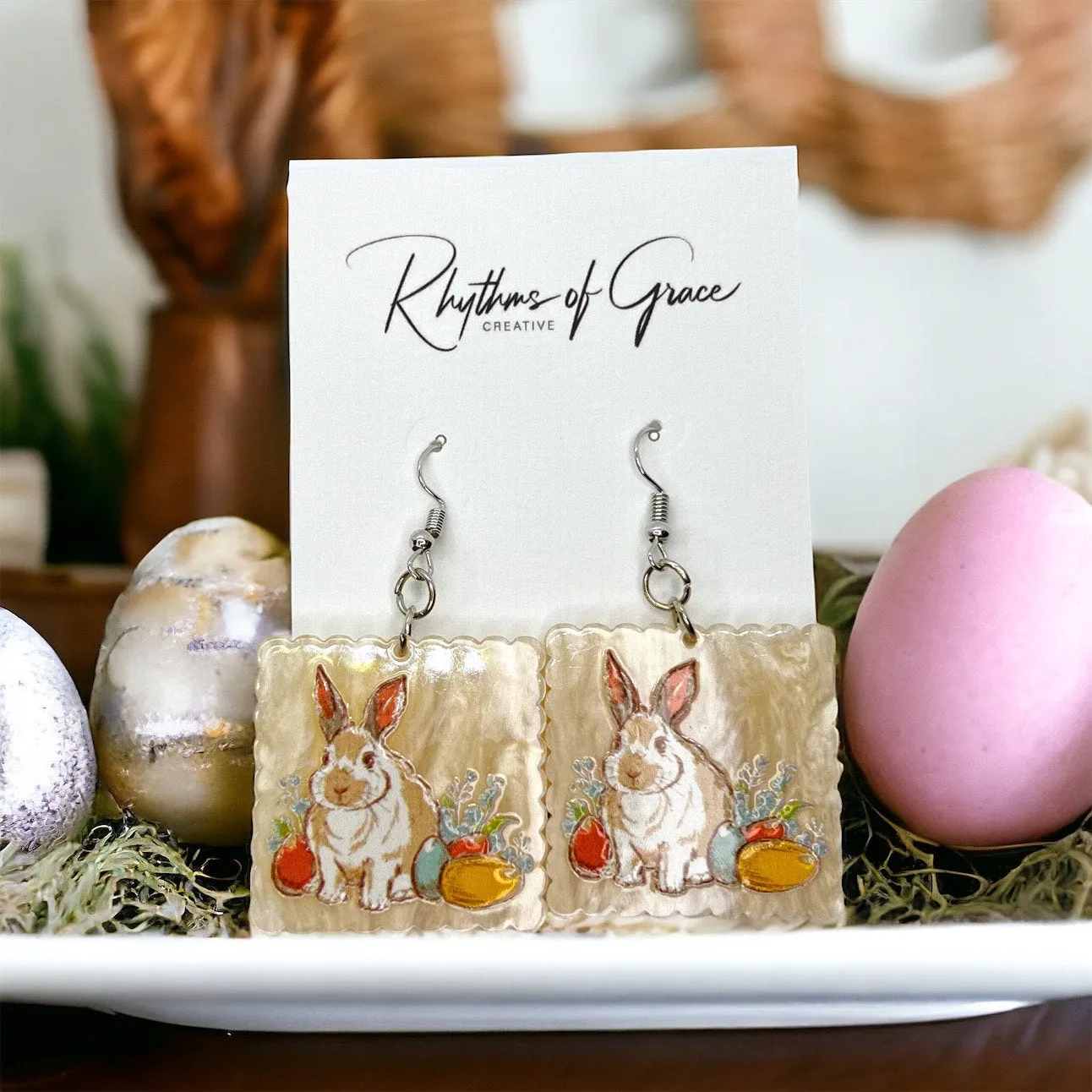 Easter Earrings - Easter Carrot, Happy Easter, Easter Bunny, Easter Accessories, Easter Egg, Easter Accessories, Easter Basket, Neutral