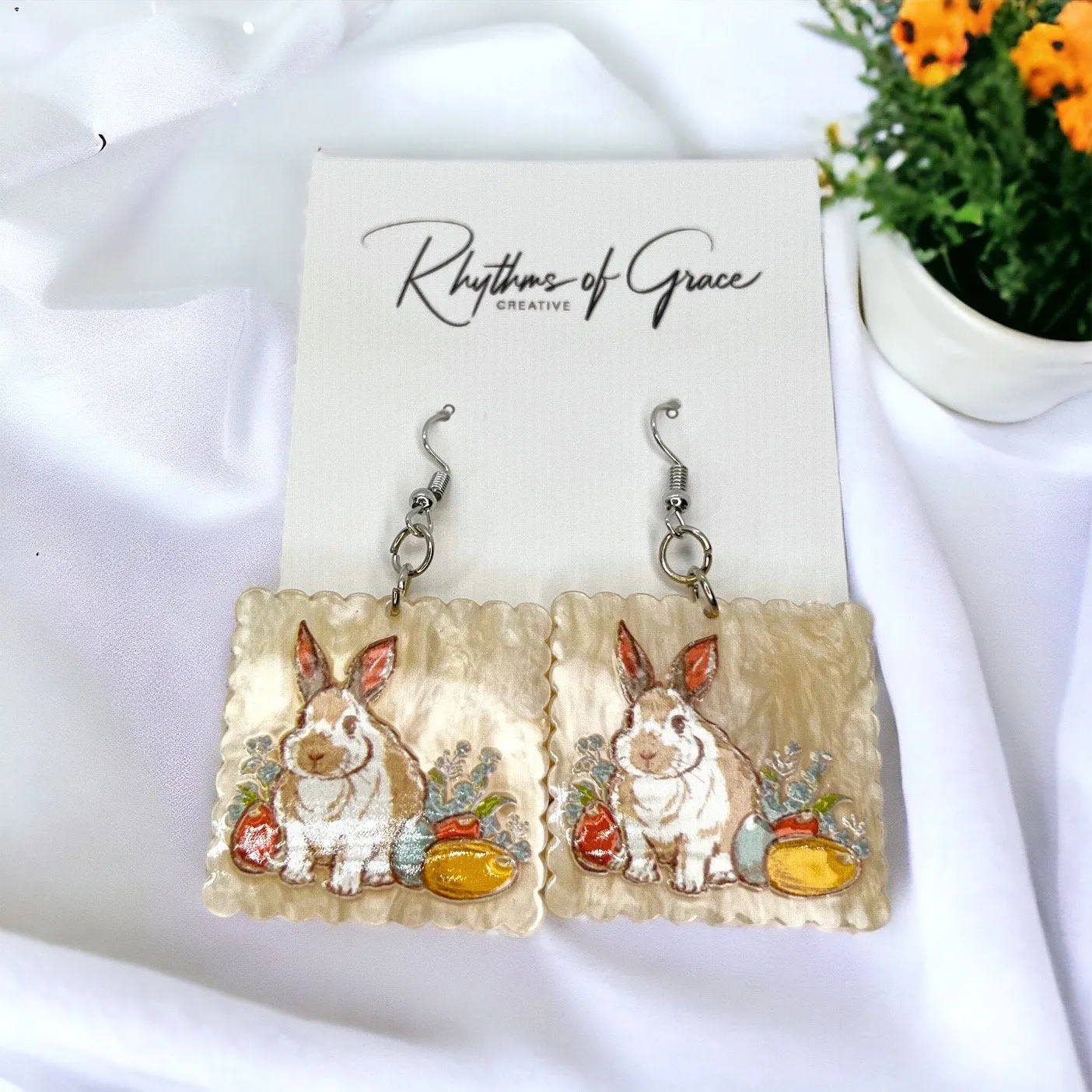 Easter Earrings - Easter Carrot, Happy Easter, Easter Bunny, Easter Accessories, Easter Egg, Easter Accessories, Easter Basket, Neutral