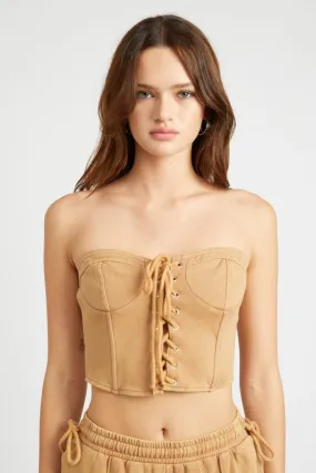 Emory Park FRENCH TERRY STRAPLESS BUSTIER TOP