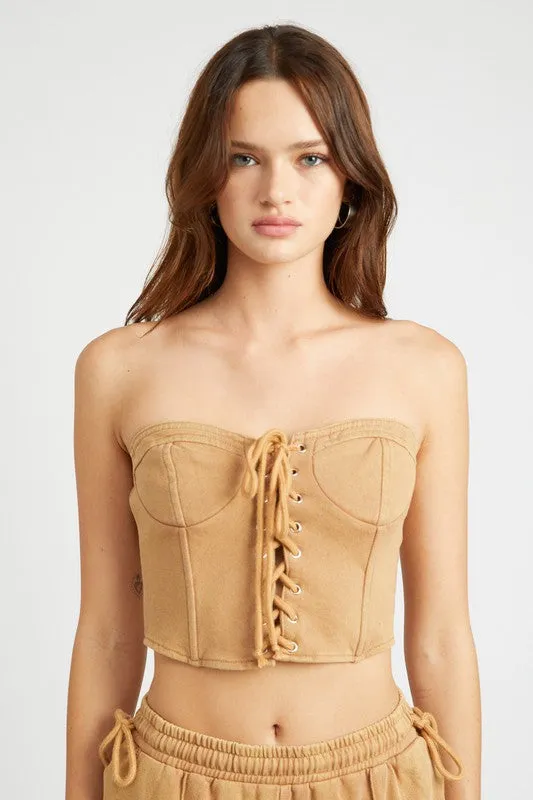 Emory Park FRENCH TERRY STRAPLESS BUSTIER TOP