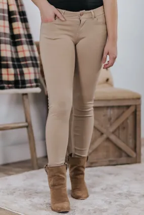 Fresh Photo Jeggings Push Up Skinny Pockets in Taupe