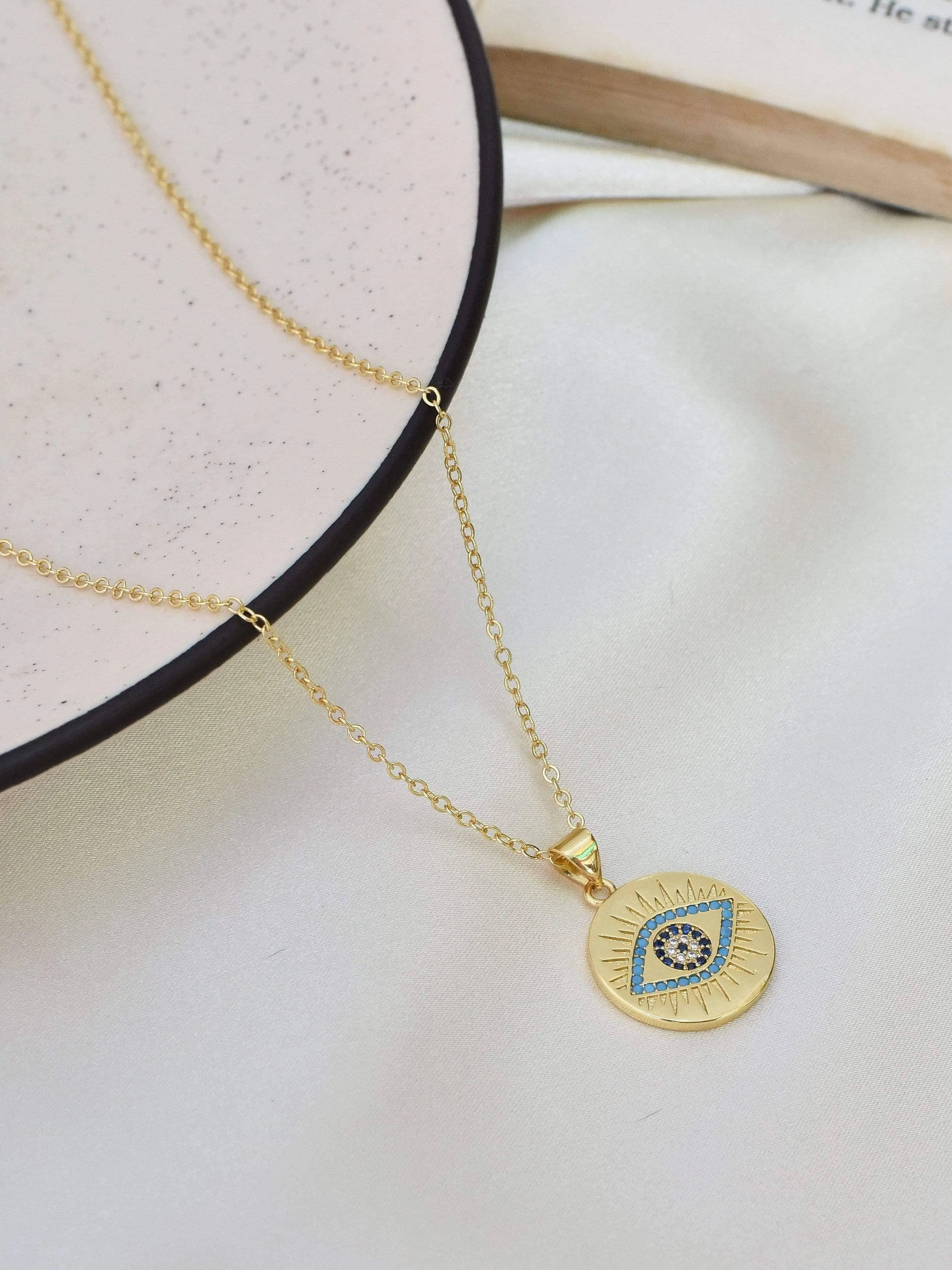 Gold Evil Eye Coin Necklace