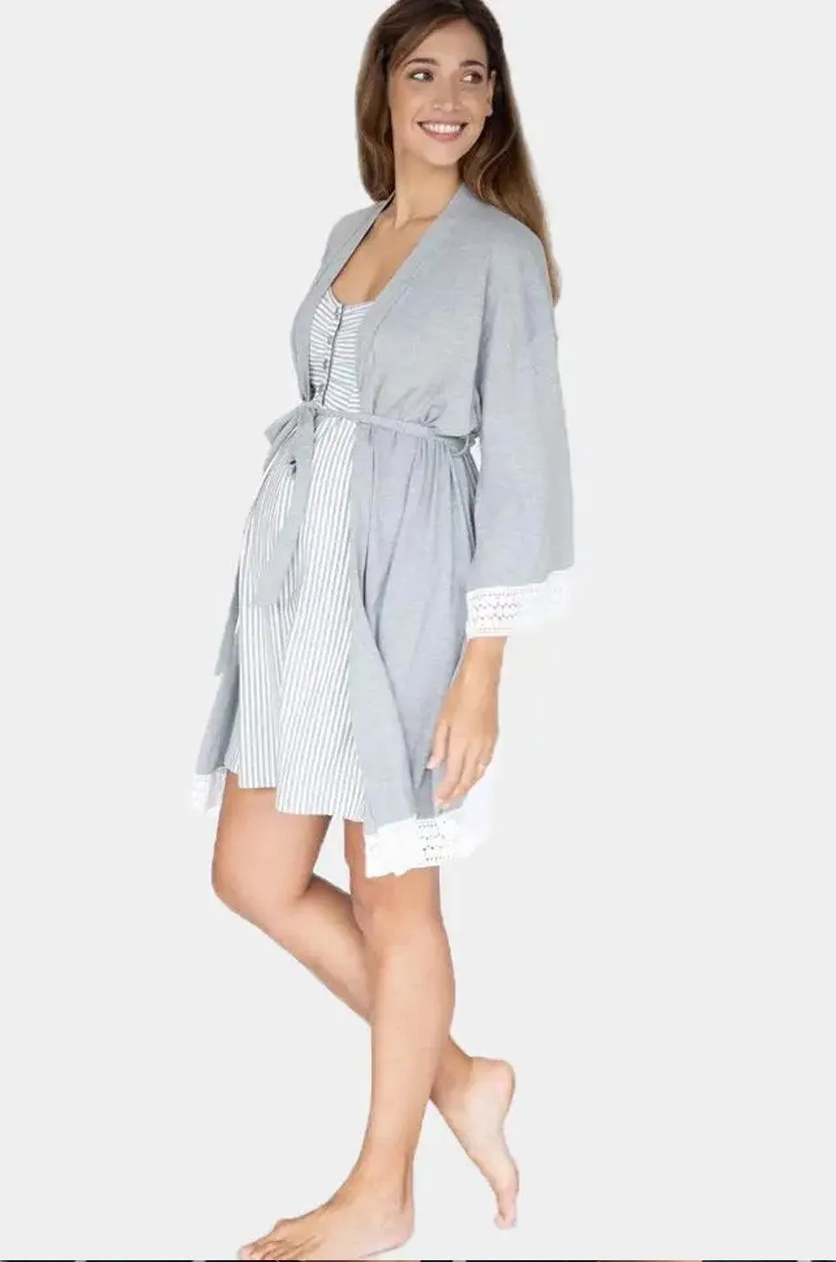 Grace Maternity & Nursing Nightgown, Robe, and Blanket Set