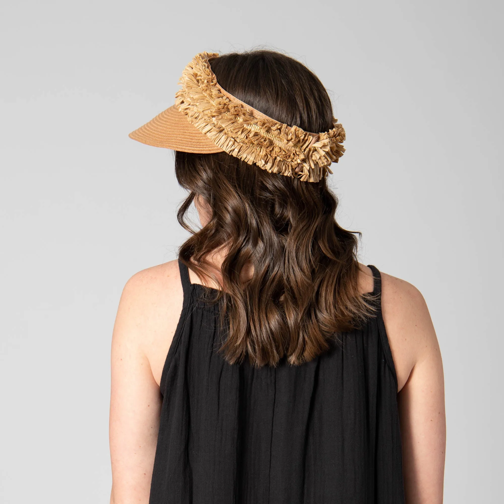 Happy Day - Ultrabraid Visor with Straw Fringe Band