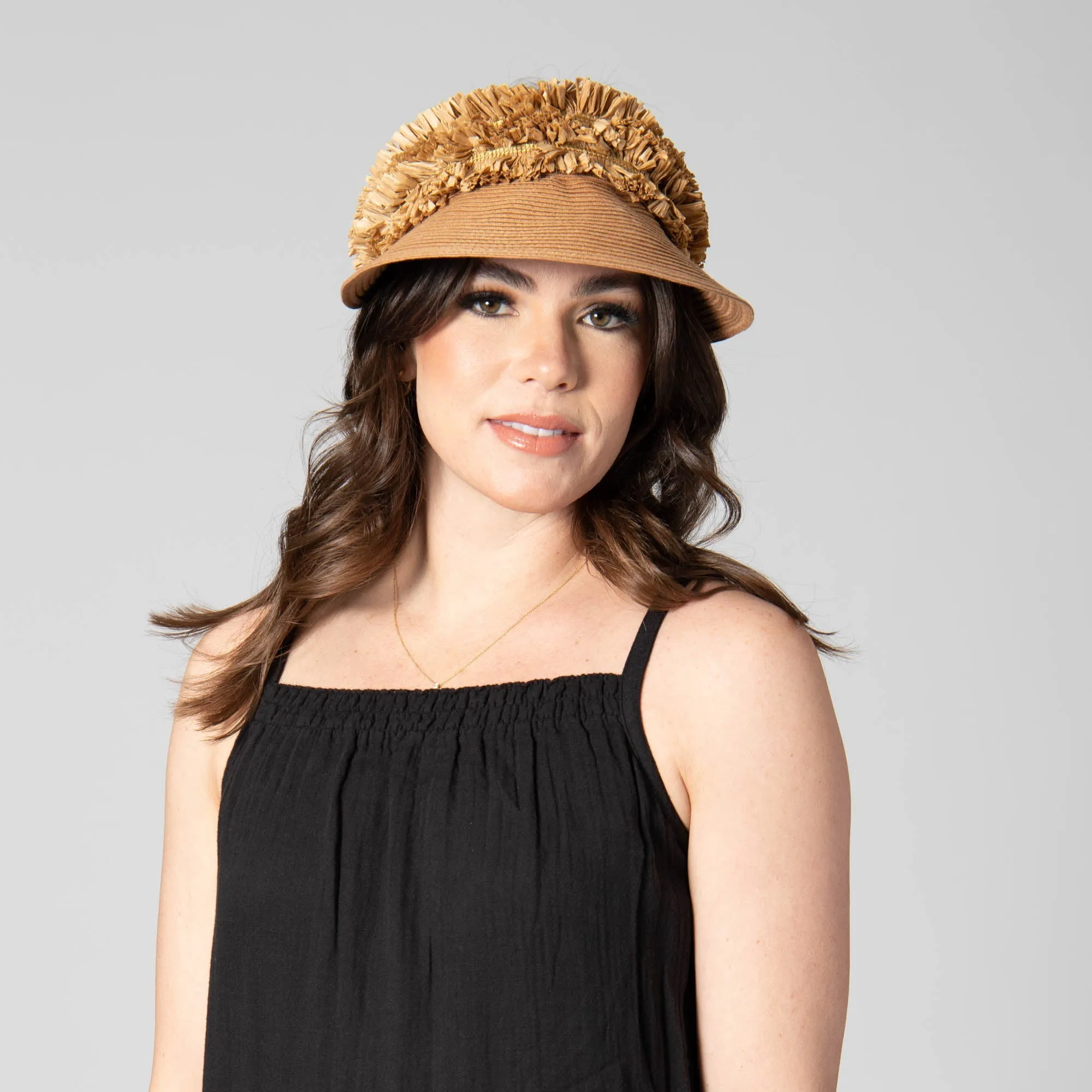 Happy Day - Ultrabraid Visor with Straw Fringe Band