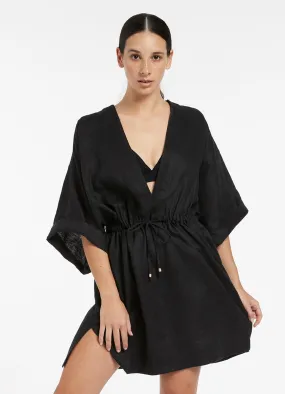 Jetset Gather Front Kaftan - Black