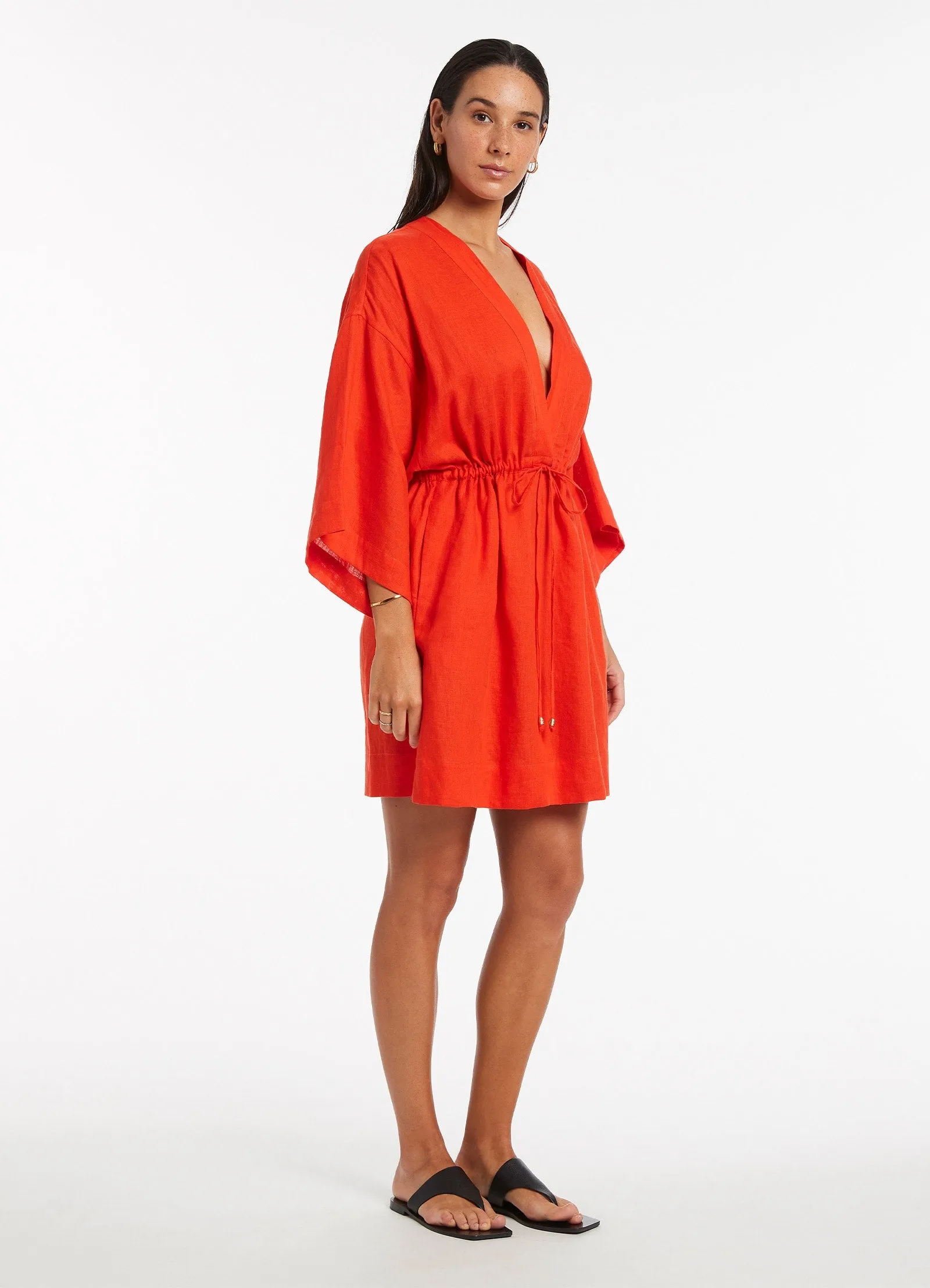 Jetset Gather Front Kaftan - Fiamma