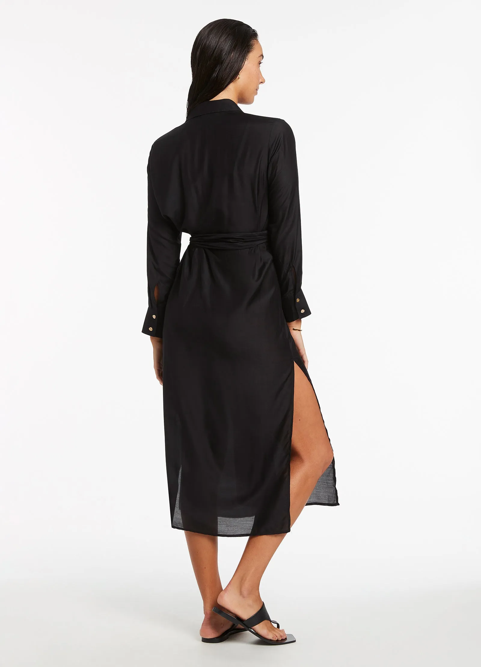 Jetset Wrap Shirt Dress - Black