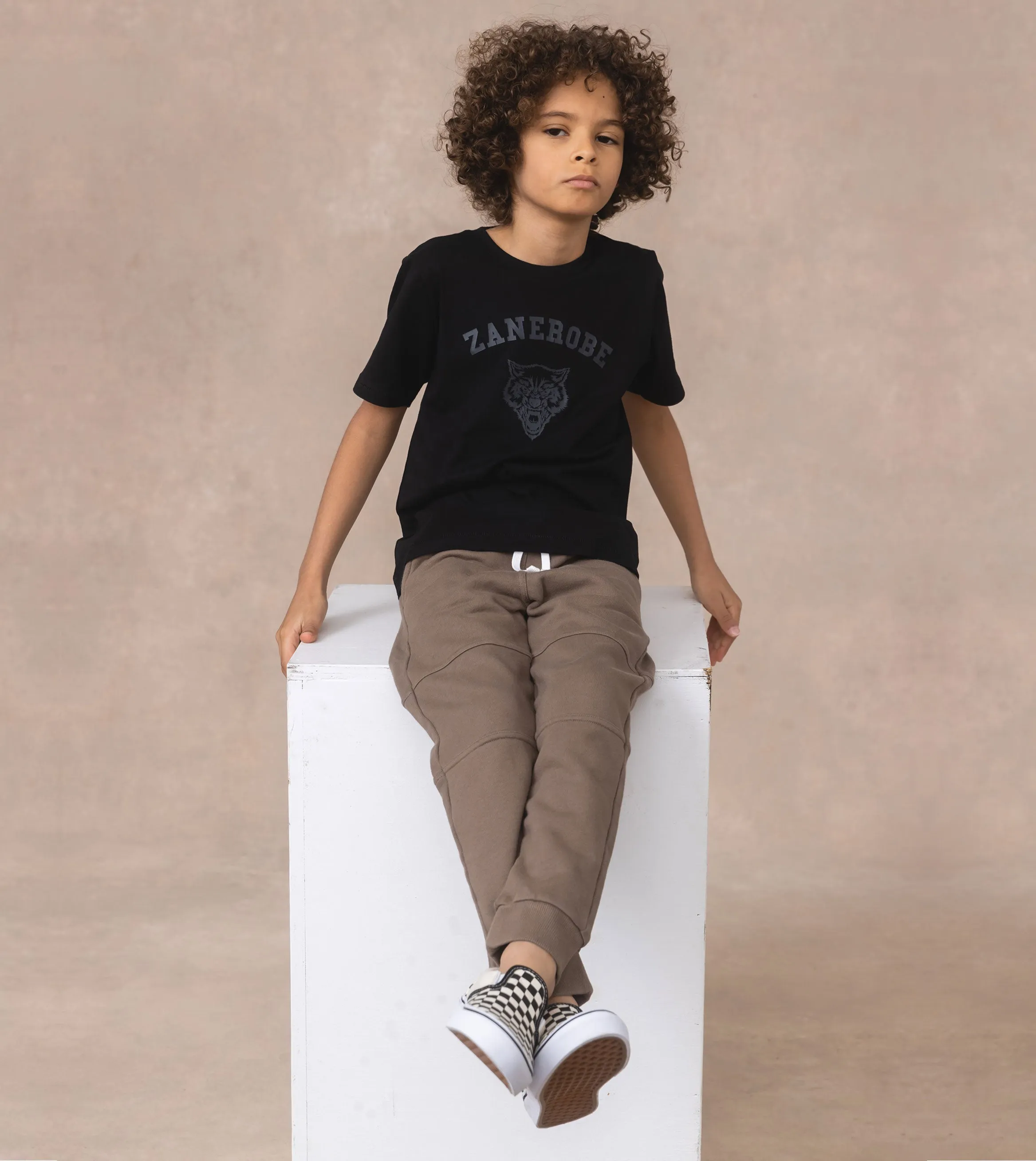 Kids Wolf Box Tee Black