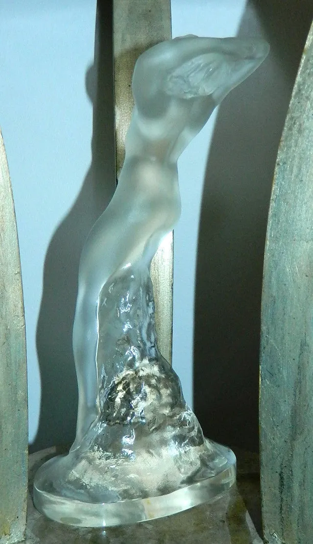 Lalique crystal statue Danseuse Bras Leves nude woman sculpture