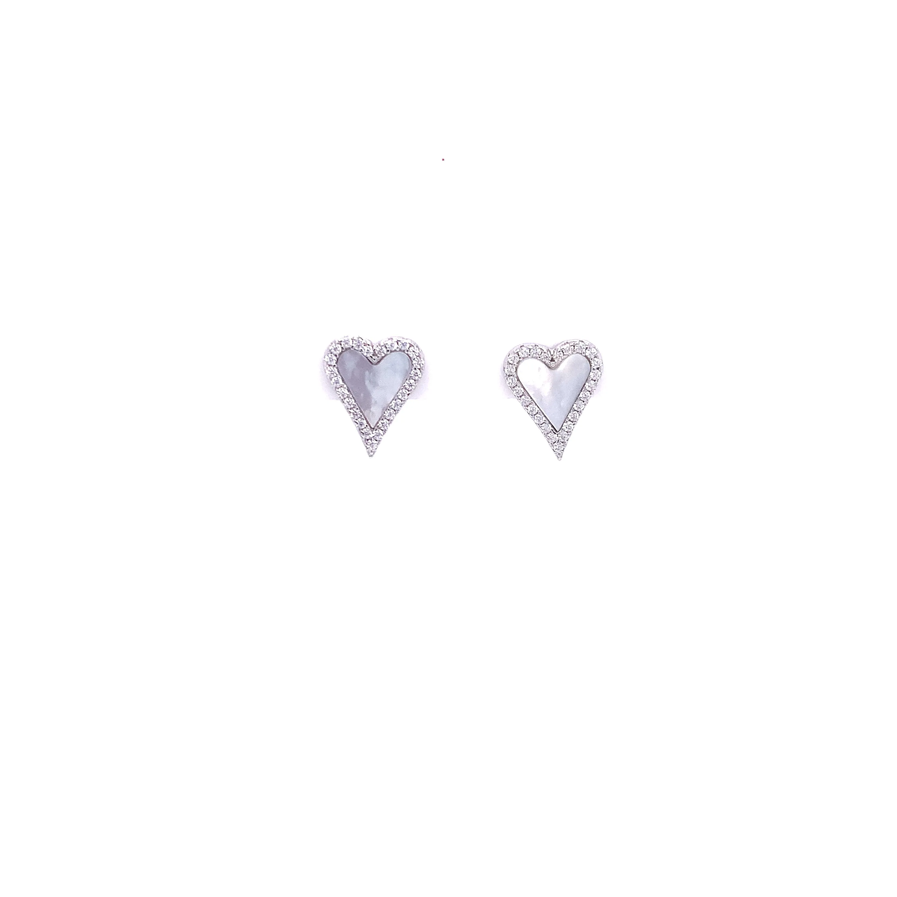 Long Heart Earrings with CZ Halo