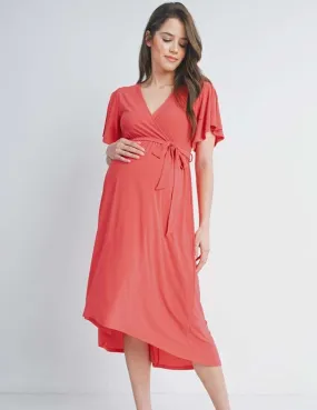 Luna Flutter Sleeve Maternity   Nursing Dress