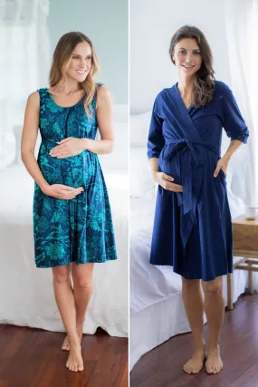 Navy Robe & Sloane 3 in 1 Labor Gown Set