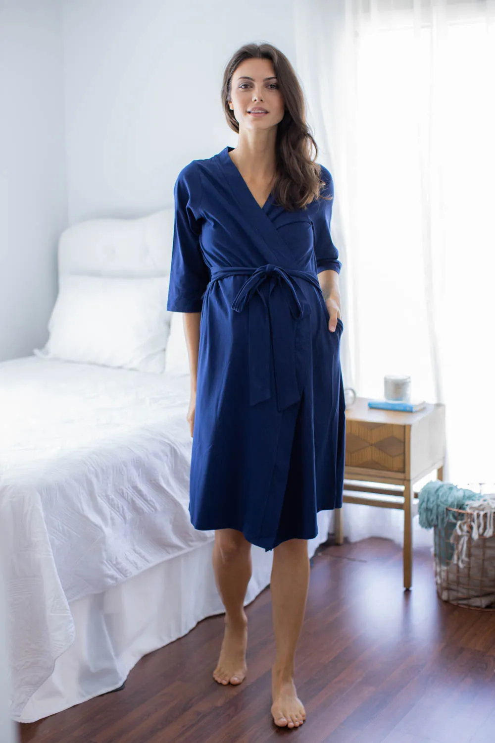 Navy Robe & Sloane 3 in 1 Labor Gown Set