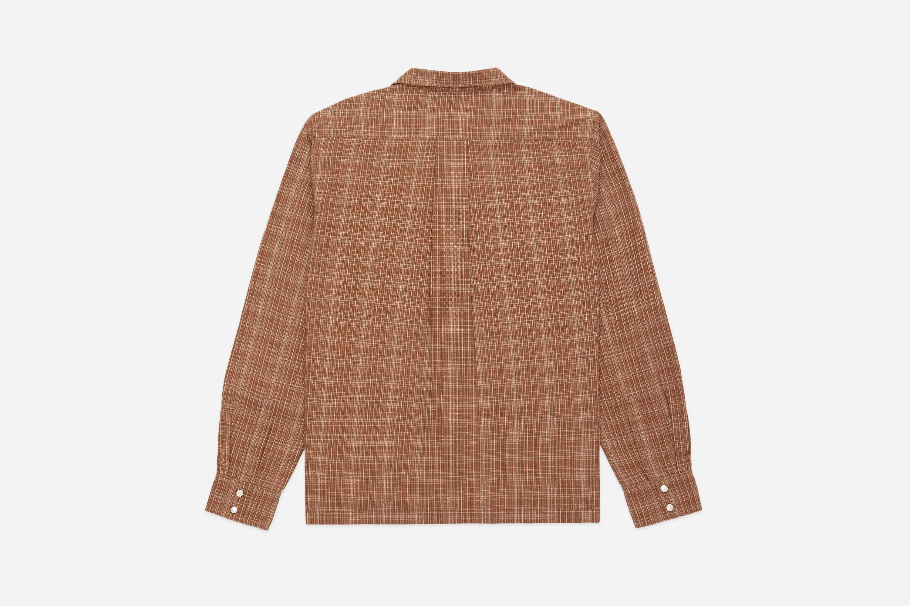 Open Collar Shirt ~ Amber Micro Plaid