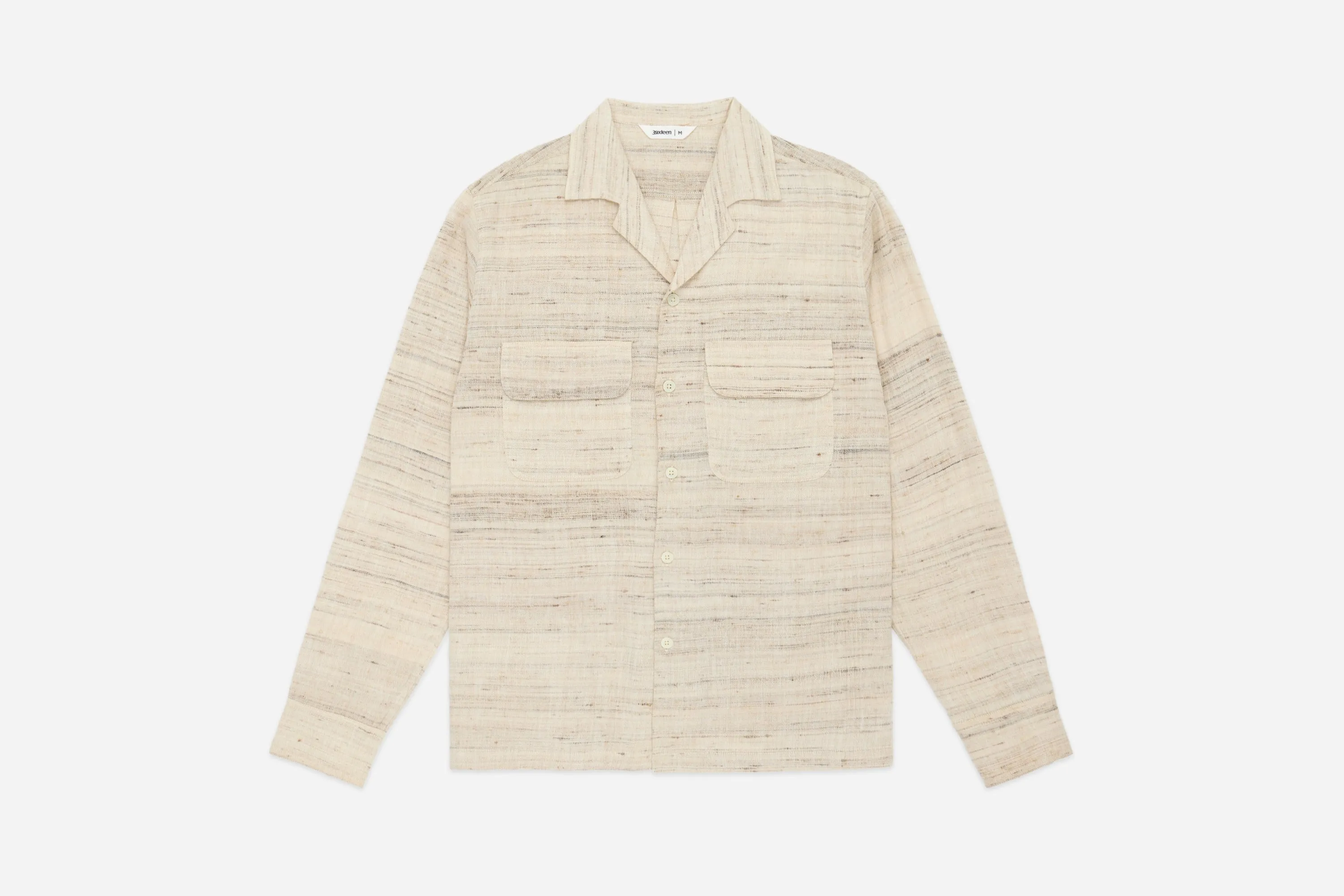 Open Collar Shirt ~ Travertine Handloom Silk