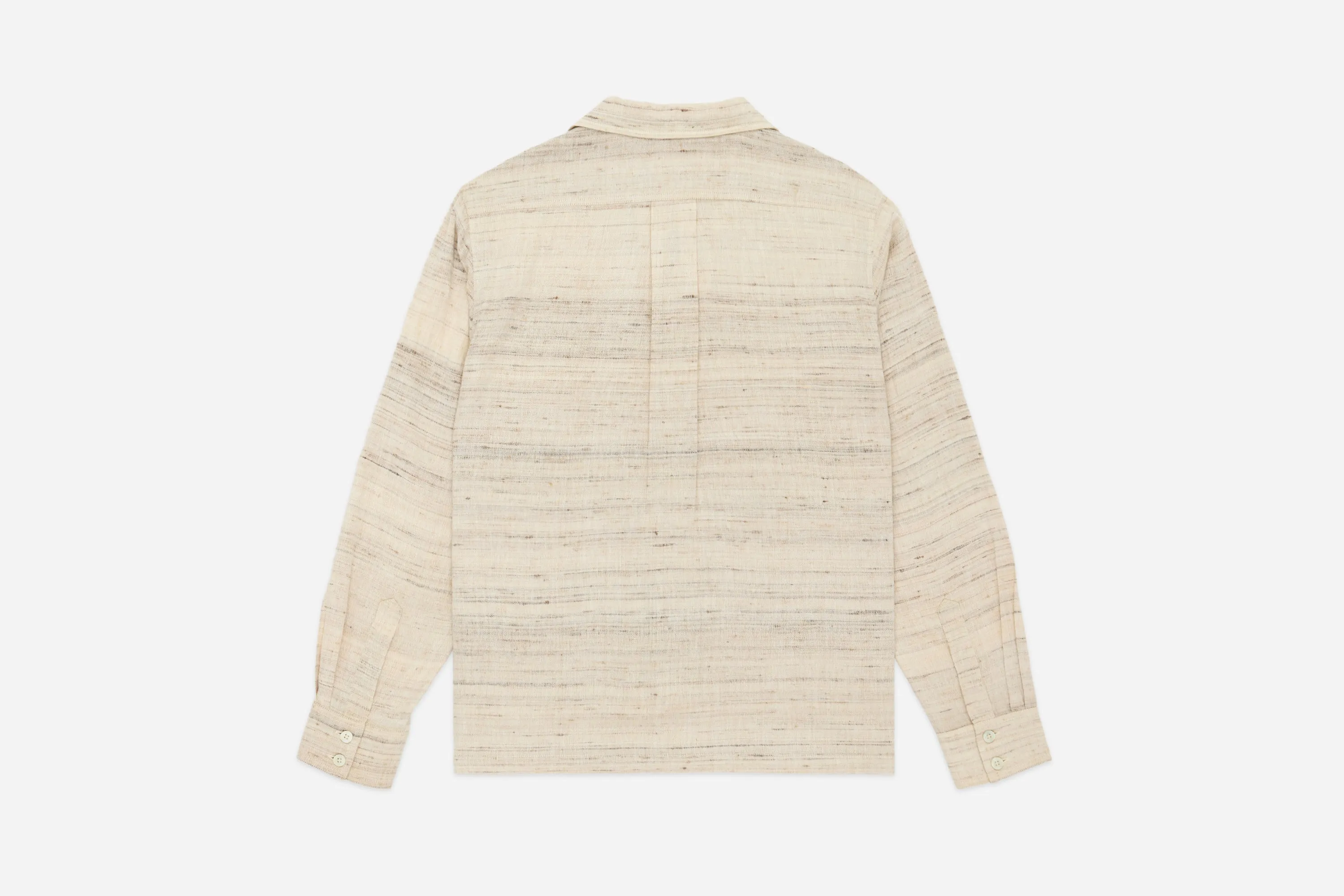 Open Collar Shirt ~ Travertine Handloom Silk