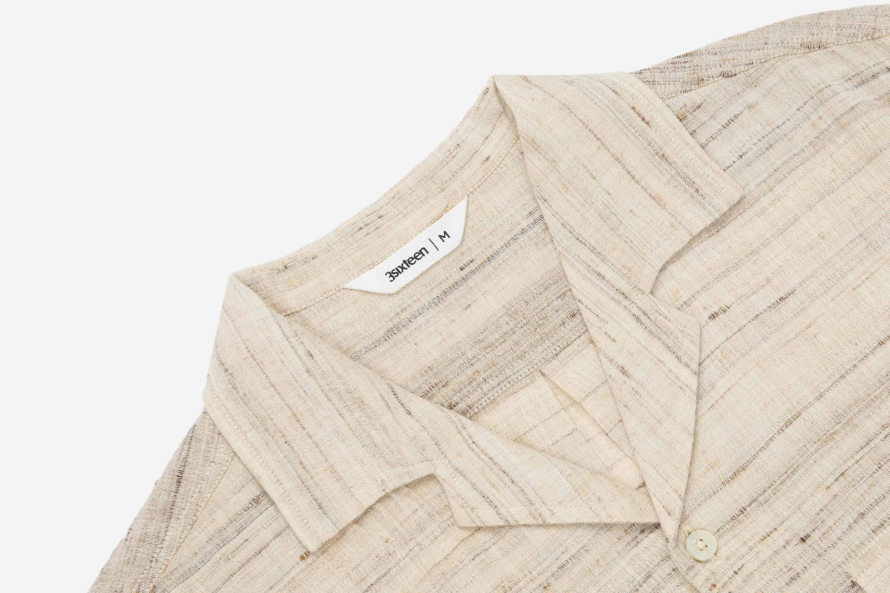 Open Collar Shirt ~ Travertine Handloom Silk