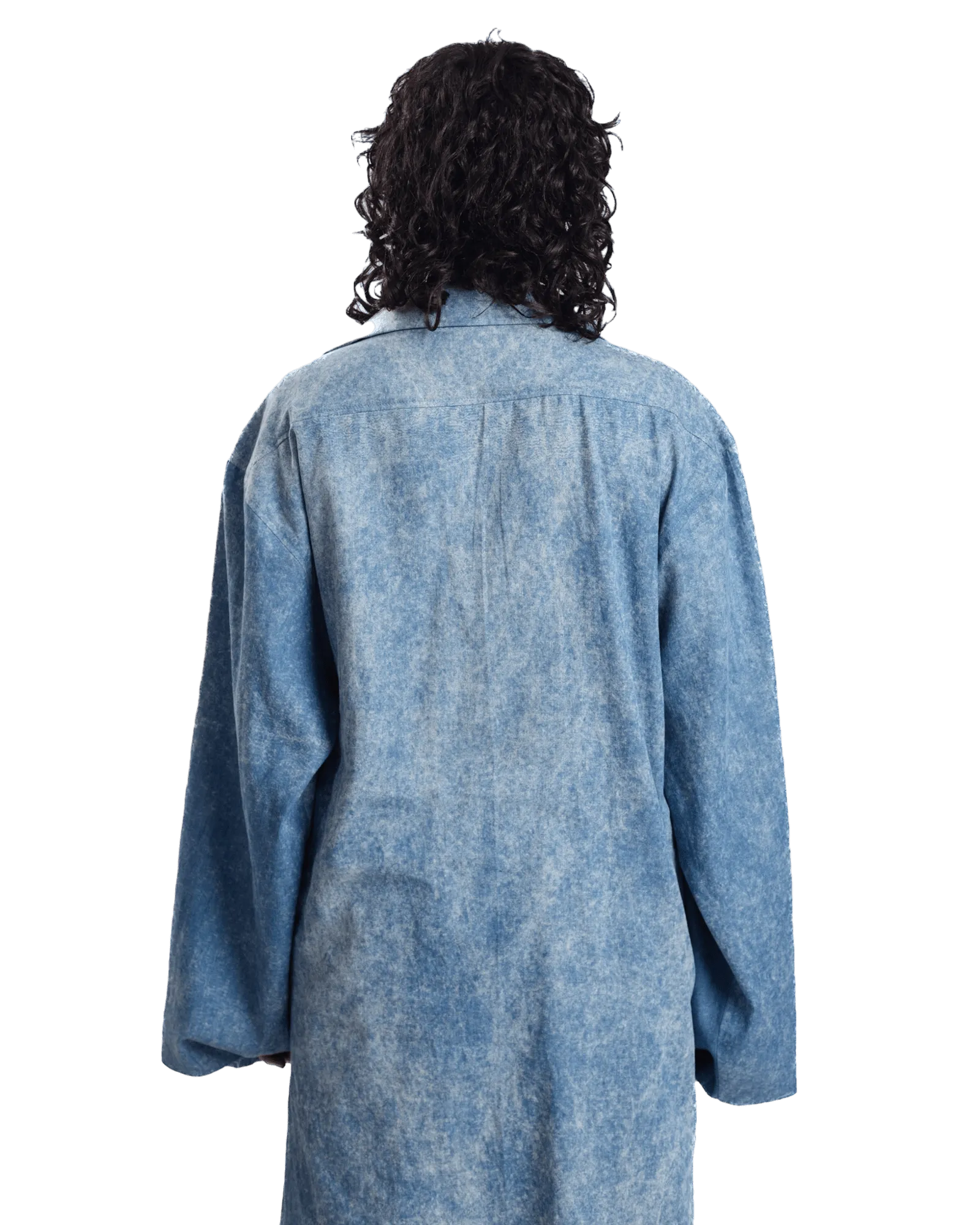 "Ocean Waves" Flared Acid Wash Denim Shirt