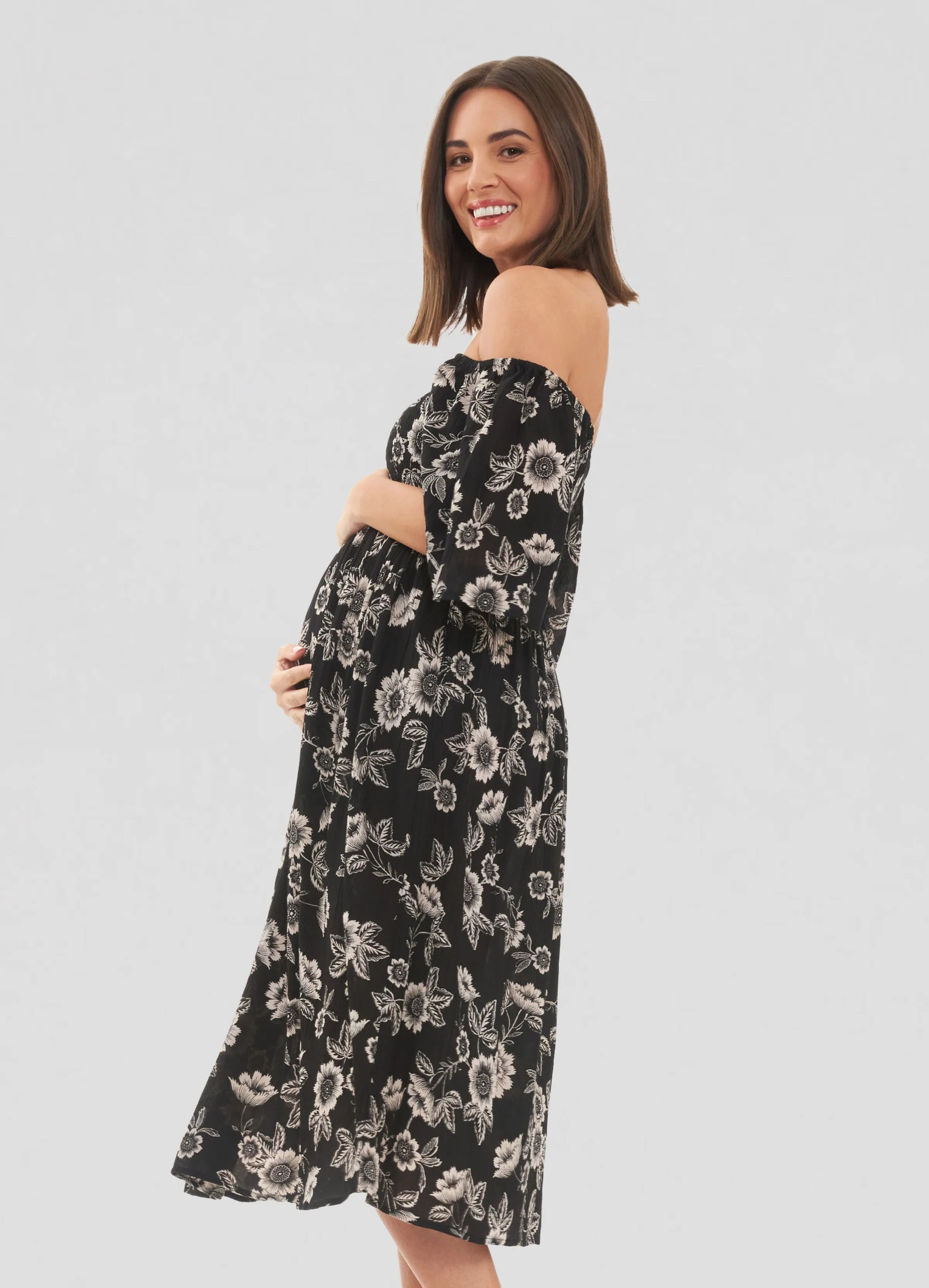 Ripe Maternity Trina Shirred Midi Dress