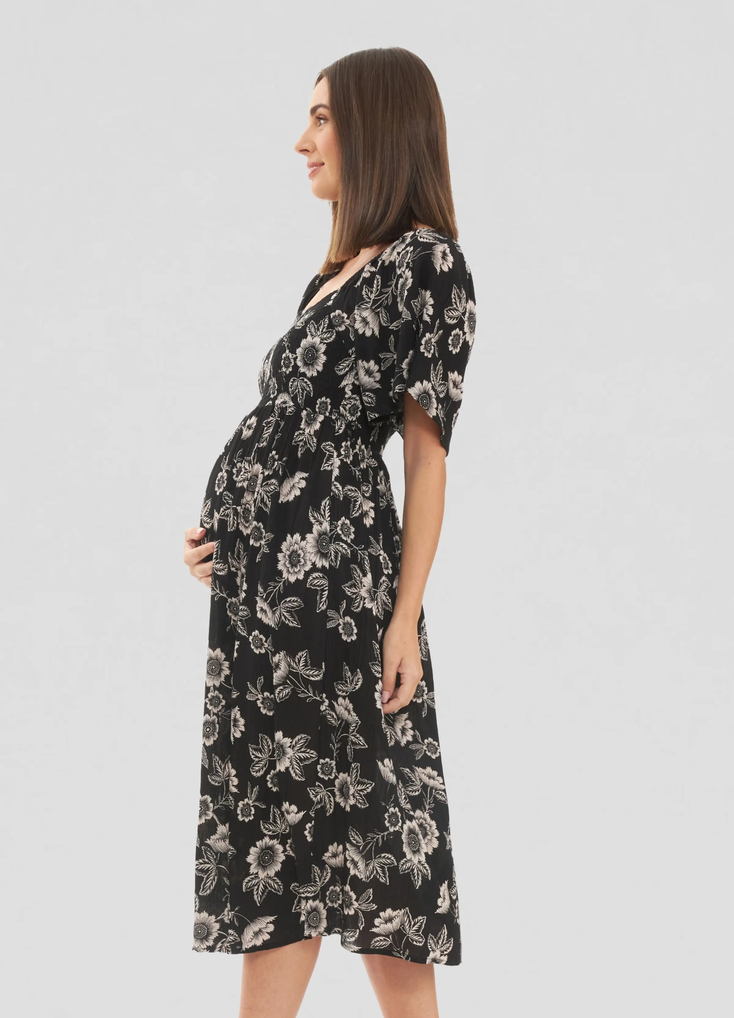 Ripe Maternity Trina Shirred Midi Dress