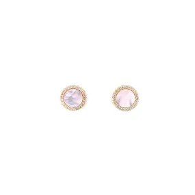 Small Mother of Pearl Earrings with CZ Border