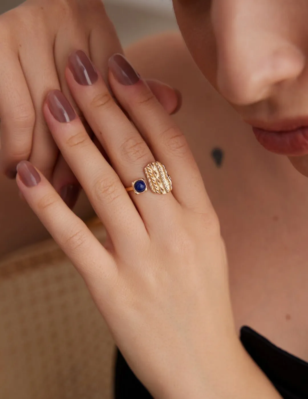 Sterling Silver Vintage Lapis Lazuli Open Rings