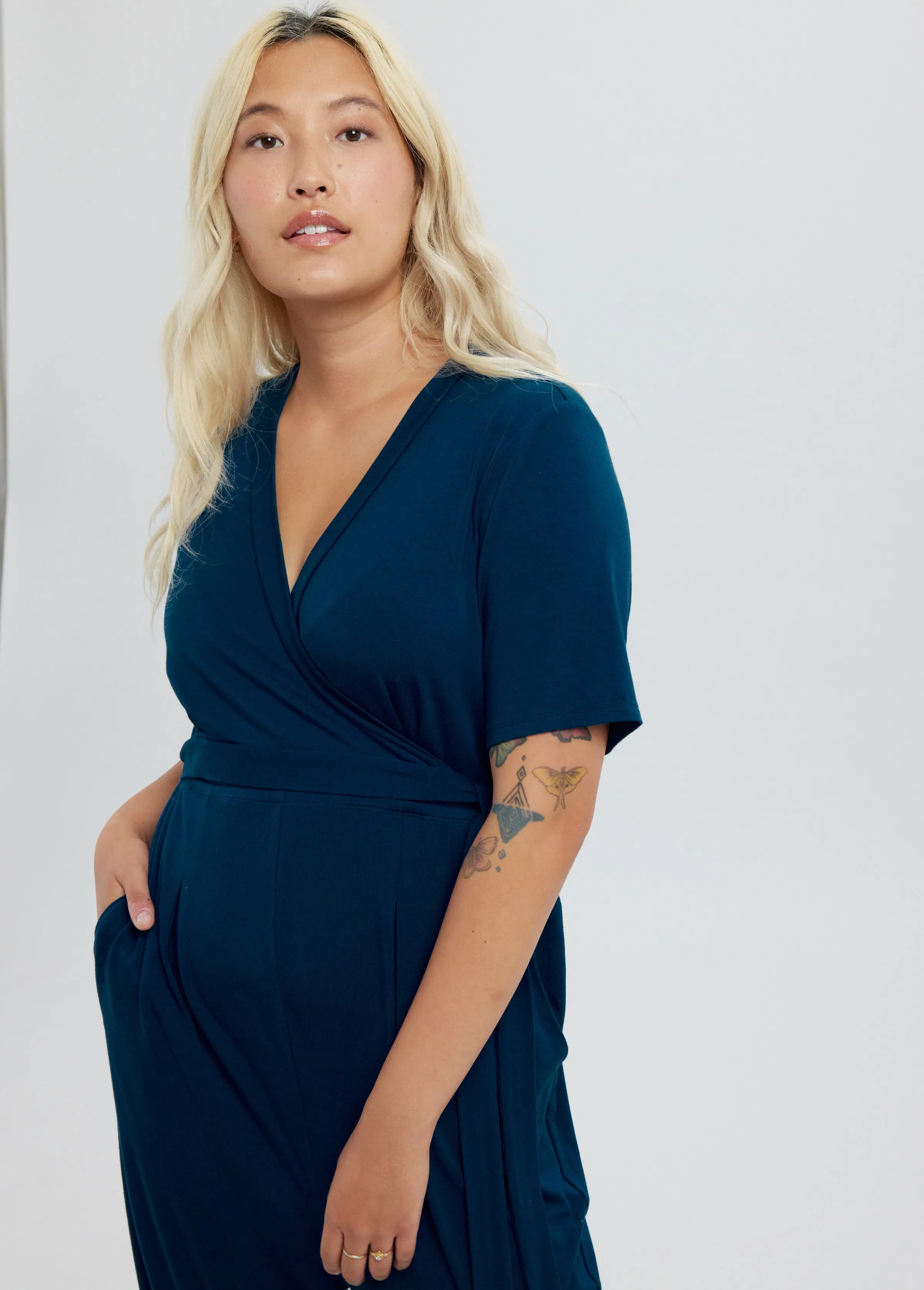 The EveryWear Short Sleeve Maternity   Nursing Jumpsuit